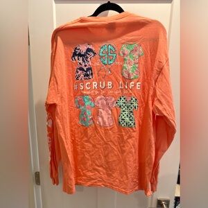 Simply Southern Coral Long Sleeve Tee with Scrub Life Graphic